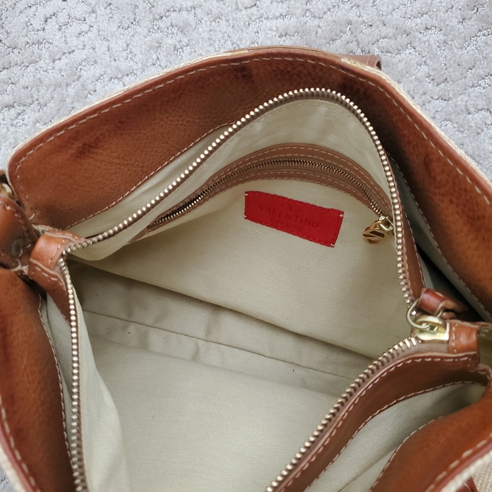 Valentino Garavani Leather and Canvas Handbag - Picture 6 of 14